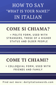 How To Say What Is Your Name In Italian Italian Words Italian Phrases Learning Italian