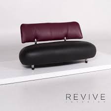 Leolux Pallone Leder Sofa Schwarz Lila Zweisitzer Couch 11669 Schwarzes Sofa Couch Sofa