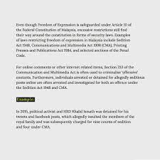 Restriction on the right to freedom of expression. Suara Rakyat Malaysia On Twitter Online Expression In Malaysia Is Under Threat Although There Was Some Improvement After Ge 14 There S Still Cases Of Arrest Under S 233 Of The Communication And Multimedia Act