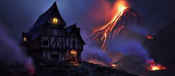 Maybe you would like to learn more about one of these? Hd Wallpaper Fantasy Landscape Fire House Lava Night Volcano Wallpaper Flare