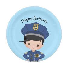 Boys Police Officer Happy Birthday Party Paper Plate Zazzle Com Birthday Party Paper Plates Police Birthday Kids Police Birthday Party
