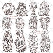 Hairstyles Clipart Hair Set Digital Download Custom Hairstyles Hair Clip Art Character Hair Fashion Girl Gift Planner Clipart 12 Png Images Girl Hair Drawing Hair Sketch Hair Art