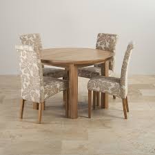 Knightsbridge Natural Solid Oak Dining Set 4ft Round Extending Table With 4 Scroll Back Pattern Oak Dining Sets Patterned Dining Chairs Oak Dining Room Table