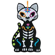 Day Of The Dead Cat Wall Decoration Oriental Trading In 2020 Sugar Skull Cat Day Of The Dead Skull Cat Wall