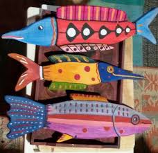 Masif Ahsap Baliklar Wooden Fish Painting Painting Balik