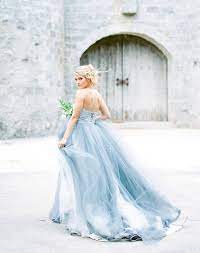Tulle Wedding Dress Strapless Lace With Tulle Skirt Train Tula Gray Black White Ivory Blue Free Shipping Vestido De Noiva Casamento Vestidos