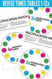 Printable Times Table Game Multiplication Peg Match 1x 12x Tables Times Tables Times Tables Games Multiplication