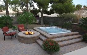 You are more likely to use the hot tub if it is easily accessible. Spas By Renee Worked With The Homeowner S Landscaper To Install A Six Person Champagne Opal Acrylic Interior Hotspring Portable Hot Tub The Design Includes A Multistep Paver Buildup Around Las Vegas Review Journal