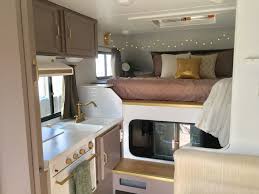Truck Camper Trailer Remodel Before And After Insta Sara Slide In Truck Campers Rv Interior Remodel Cabover Camper