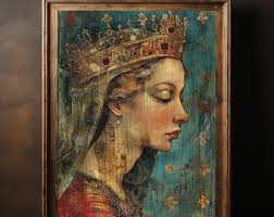 Printable Medieval Woman Print, Renaissance Queen Painting, Middle Age Lady  Wall Art, Digital Download