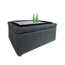 Owen 34 inch wide mid century modern rectangle coffee table storage ottoman in distressed saddle brown faux air leatherupdate your space with the owen mid century storage ottoman. Ottoman Coffee Table Grey Furniture Home Decor Fortytwo