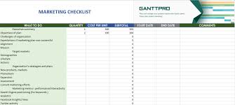 Marketing Checklist Free Download Excel Template