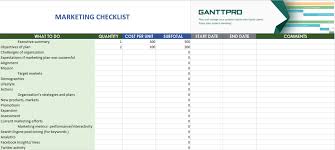 marketing checklist free download excel template