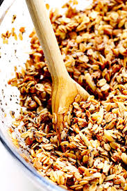 Spread mixture in single layer in baking pan. Healthy Granola Gimme Some Oven