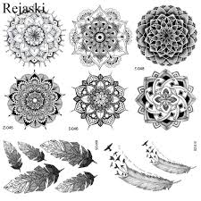 Apply our tattoos on your arm, neck, leg, back, you decide! Buy 1pc Mandala Flower Temporary Tattoo Sticker For Women Black Henna Tattoos Fake Small Feather Tattoos At Affordable Prices Price 2 Usd Free Shipping Real Reviews With Photos Joom