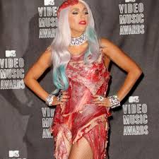 Designed by franc fernandez and styled by nicola formichetti, the dress was condemned by animal rights groups, and named by time magazine as the top fashion statement of 2010. Lady Gaga Slips Back Into Meat Dress More Iconic Looks To Encourage Voting