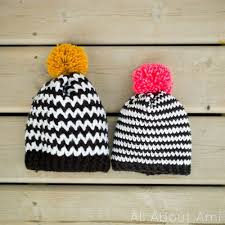 Black And White Beanie Black White Zigzag Beanie All About Ami Crochet Hats Crochet Hat Pattern Crochet Chevron Hat
