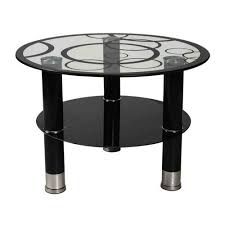 Product titlemodernluxe round 2 piece glass coffee table set. Black Modern Round Glass Coffee Table Max Furn Id 22044206662