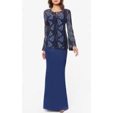 Baju mini kurung modern print floral material : Lindy Modern Baju Kurung Set In Royal Blue Fashionvalet