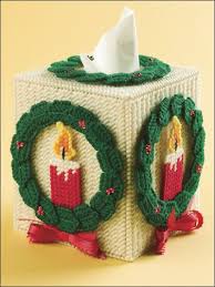 Christmas Candle Tissue Topper Plastic Canvas Patterns Plastic Canvas Ornaments Plastic Canvas Crafts
