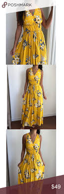 Nwt Japna Yellow Floral Boho Maxi Dress M Boho Floral Maxi Dress Boho Maxi Dress Yellow Maxi Dress