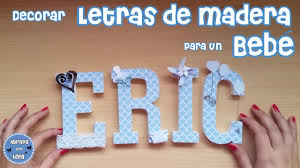 Silla de madera en varios colores con diseño original y asiento acabado enea. Decorar Letras De Madera Para Un Bebe Youtube