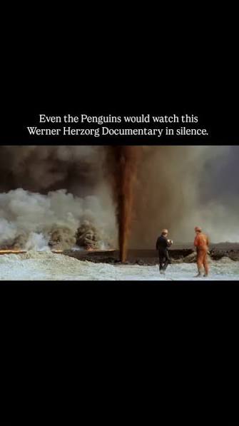 Lessons of Darkness (1992) is a Werner Herzog documentary showing the  burning oil fields of post-war Kuwait as an alien, apocalyptic landscape.