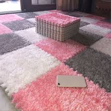Rayuan 30x30cm Eva Foam Diy Puzzle Mat Long Hair Villi Shaggy Carpet Jigsaw Mat Plush Warm Soft Area Rug Children B Puzzle Mat Interlocking Carpet Tile Diy Rug