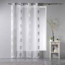Voilage blanc motif géométrique moderne, chic, il sera idéal pour une deco moderne et chaleureuse. Rideau Voilage Arcadia 140x240cm Blanc Gris