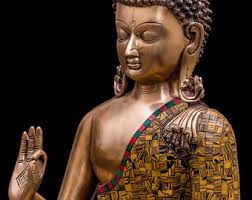 Statue de bouddha grande taille en laiton, grande idole de bouddha Vitarka  mudra 20 pouces pour autel du temple bouddhiste Mandir, studio de yoga,  décoration de salle de méditation