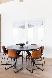 Black Table Leather Chairs Studio Mcgee Minimalist Dining Room Dining Room Inspiration Dining Room Design