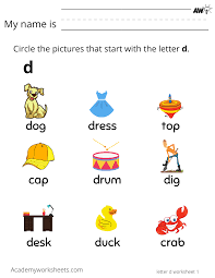 How to pronounce the letter d, learn words that begin or end with d, songs, videos, games and activities that are suitable for kindergarten kids. Learn The Letter D D Learning The Alphabet Academy Worksheets