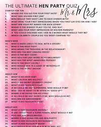 Here are 10 more questions to ask at the dinner table tonight, because just when you think you know everything about your partner, isn't it lovely to be surprised? Get The Party Started With Our Ultimate Mr And Mrs Quiz Totally Free To Download And Print Simply Downloa Hen Party Classy Hen Party Hen Party Accessories