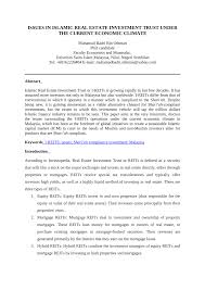 Amfirst real estate investment trust (amfirst reit or the trust) is a real estate investment trust established in malaysia and constituted by a trust deed into between amreit managers sdn bhd (amreit or the manager) and maybank trustees berhad, as the trustee of amfirst reit. Pdf Issues In Islamic Real Estate Investment Trust Under The Current Economic Climate