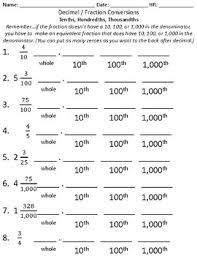 Decimal Place Value Worksheets Tenths Hundredths And