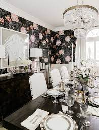 Rose Le Soir Mural Dining Room Wallpaper Dining Room Accents Room Wallpaper