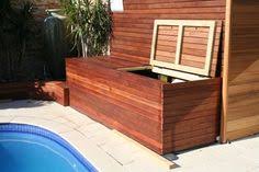 One of the smartest ways to maximize your outdoor storage space is by using clever benches. 32 Pool Storage Ideas Pool Storage Swimming Pools Pool Decor