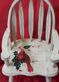 Cardinal Painted On Small Chair Christmas Chair Painted Chairs Christmas Paintings