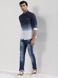Flying Machine Multi Color Cotton Ombre Dyed Shirt Multi Color Cotton Solid Slim Fit Casual Sprad Collar Dye Shirt Ombre Shirt Shirts