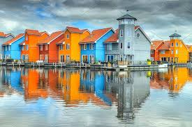 Colorful Houses On Water Groningen Building Images House Colors Colourful Buildings