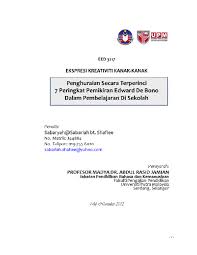 Kerangka pemikiran 3.1 kerangka teoritis konsep kesediaan untuk menerima (willingness to accept/wta) willingness to accept (wta) menunjukkan seberapa kemampuan individu menerima kerusakan yang. Pdf Pemikiran Edward De Bono Dzamiri Jahaya Academia Edu