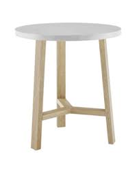 20 Inch Round Side Table In Faux White Marble And Light Oak White White Round Side Table Round Side Table White Side Tables