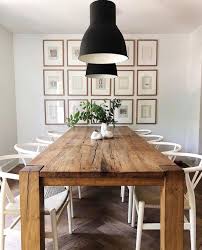 Reclaimed wood adds a beautiful rustic touch to any farmhouse home. We Love This Social Dinner Table Imagine The Dinner Parties We Could Have Around This Beauty With Hous Wood Dinner Table Dinner Room Table Rustic Dining Room