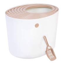 Amazon Com Iris Top Entry Cat Litter Box With Cat Litter Scoop White Beige Pet Supplies Cat Litter Box Litter Box Cat Litter