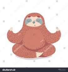 Cute Cartoon Sloth Sitting In Yoga Pose Cartoon Animal Vector Illustration Unique Hand Drawn Vect Hand Drawn Vector Illustrations Cute Cartoon Cartoon Animals