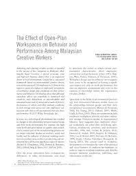 This presentation only takes a few minutes yet contains vital information that every employer. Pdf The Effect Of Open Plan Workspaces On Behavior And Performance Among Malaysian Creative Workers