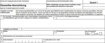 Formular Zur Gewerbeanmeldung Gewa1 Gewerbeanmeldung Gewerbe Anmeldung