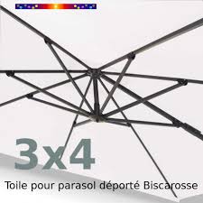 Le parasol déporté 3x4 est équipé d'une platine tournante pour une rotation à 360° ; Toile De Remplacement Rectangle 3x4 Parasol Deporte Ecru Nature