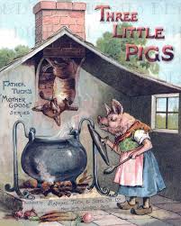 Antique Three Little Pigs Book Cover Digital Vintage Fairy Tale Illustration Digital Fairy Tale Download Little Pigs Vintage Fairies Fairy Tale Illustration