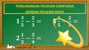 Bilangan pecahan memiliki beberapa jenis, bisa pecahan biasa, pecahan campuran bahkan pecahan desimal. Pengurangan Pecahan Campuran Dengan Pecahan Biasa Youtube
